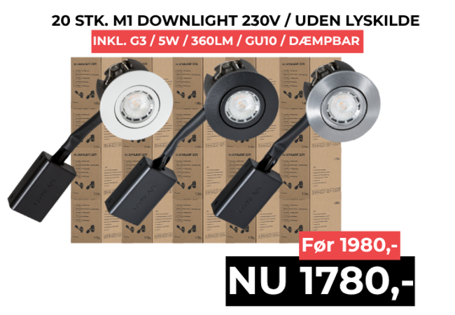 M1 Downlight 230V - med dæmpbar lyskilde