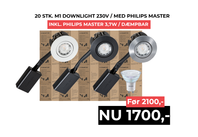 M1 Downlight 230V - med dæmpbar lyskilde